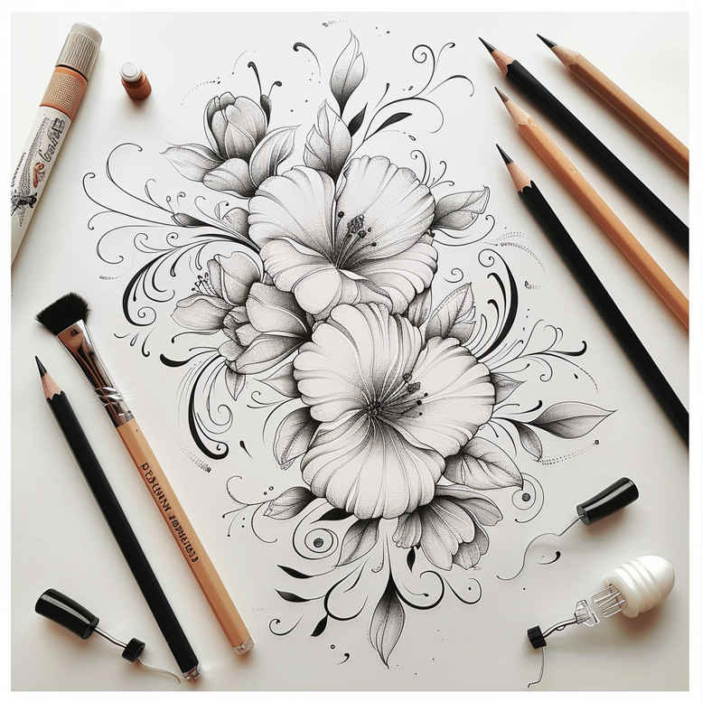 delicate-flowers tattoo design ideas pure outline pastel hues resilience and power