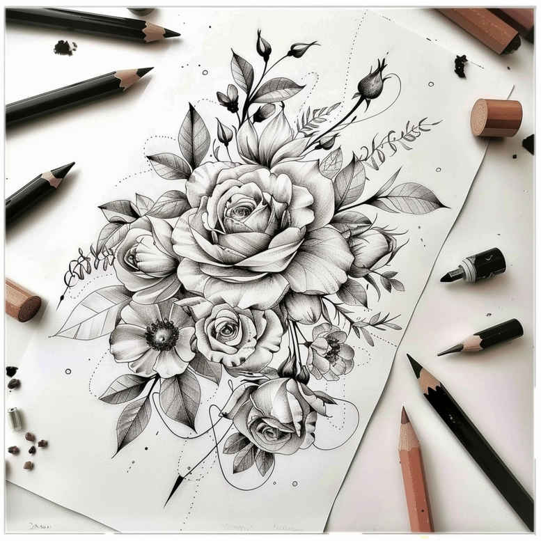 delicate-flowers tattoo design ideas tiny detail refined for side torso