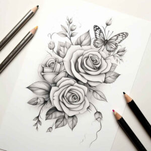 delicate-flowers tattoo design ideas clear-cut soft edges for lower thigh