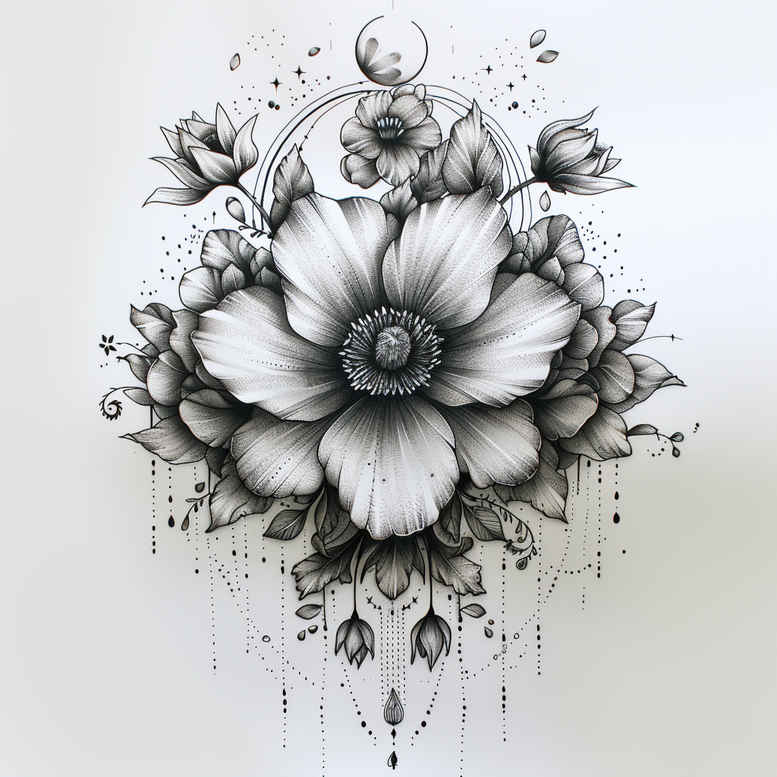 delicate-flowers tattoo design ideas clear edge soft edges for upper thigh