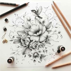 delicate-flowers tattoo design ideas thin line soft edges shows determination