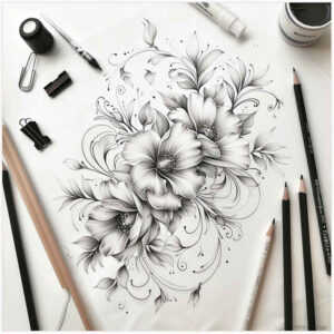 delicate-flowers tattoo design ideas slender soft petals for chest