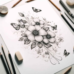 delicate-flowers tattoo design ideas lightweight soft shadows for foot