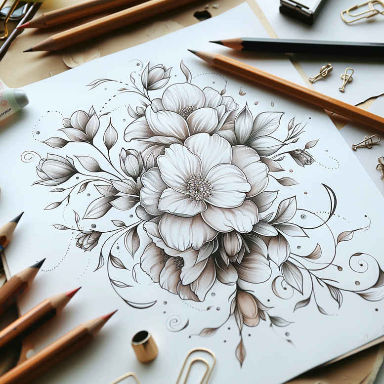delicate-flowers tattoo design ideas subtle motif soft shadows symbol of perseverance