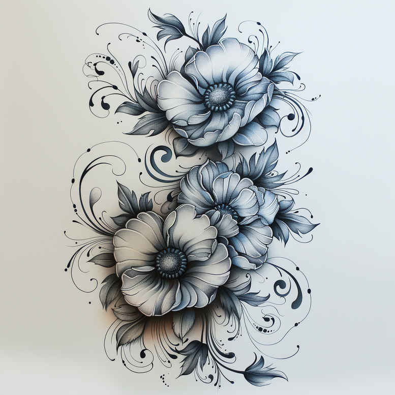 delicate-flowers tattoo design ideas outline only tender stands for courage