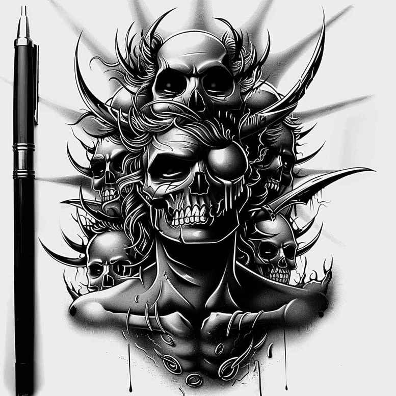chaos-demon – tattoo design ideas free ai generated – claw-marks – for-foot – Gallery: demons-inkby-ai