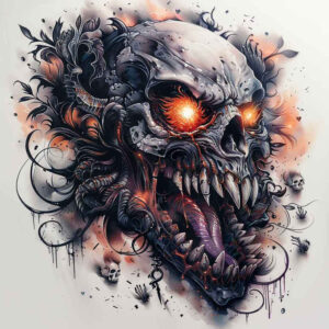 chaos-demon – tattoo design ideas free ai generated – haunted-house – for-toe – Gallery: demons-inkby-ai