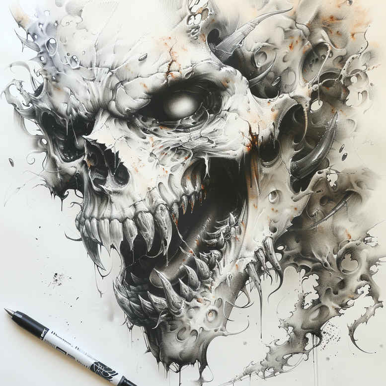 clawed-demon – tattoo design ideas free ai generated – realism-realistic-wrinkles – for-sternum – Gallery: demons-inkby-ai