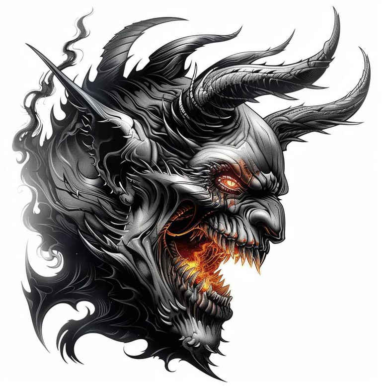 dark-demon – tattoo design ideas free ai generated – night-terror – for-upper-chest – Gallery: demons-inkby-ai