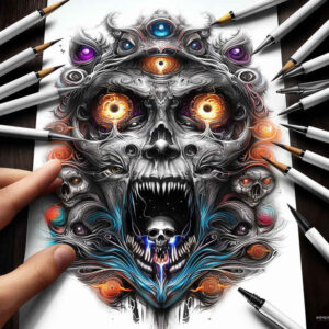 dark-entity – tattoo design ideas free ai generated – distorted – for-ribs – Gallery: demons-inkby-ai