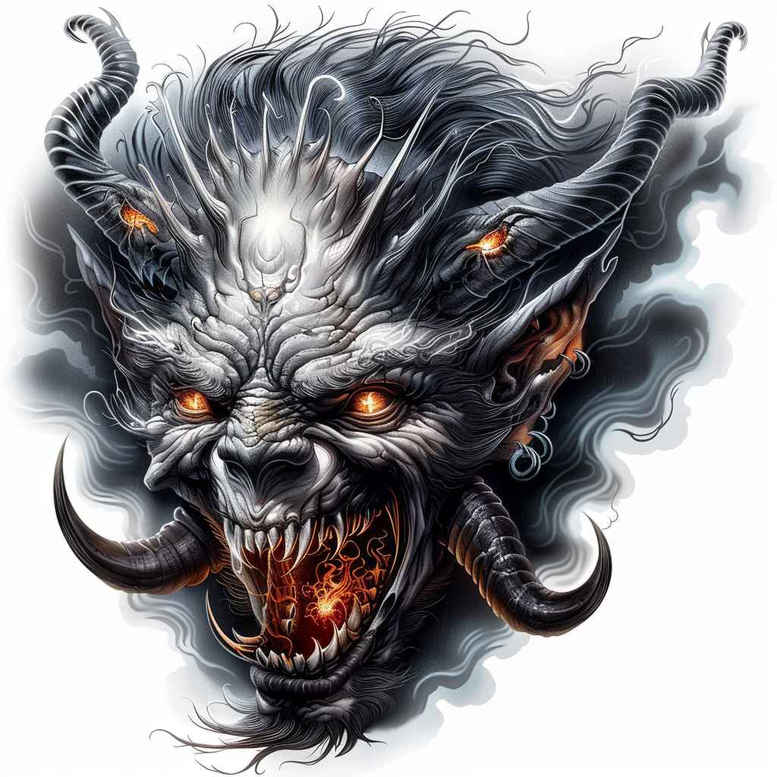 demon-emblem – tattoo design ideas free ai generated – frightening – for-scapula – Gallery: demons-inkby-ai