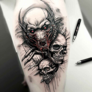demon-from-hell – tattoo design ideas free ai generated – weird – for-inner-arm – Gallery: demons-inkby-ai
