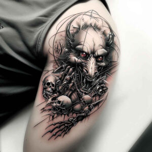 demon-in-darkness – tattoo design ideas free ai generated – cobweb – for-lower-chest – Gallery: demons-inkby-ai