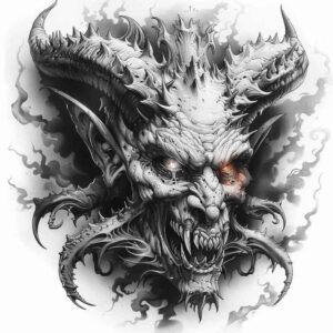 demon-in-fire – tattoo design ideas free ai generated – sinister – for-lower-back – Gallery: demons-inkby-ai