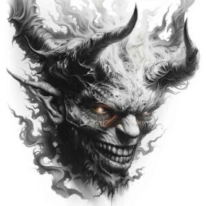 demon-king – tattoo design ideas free ai generated – surrealism-hyperreal – for-outer-arm – Gallery: demons-inkby-ai