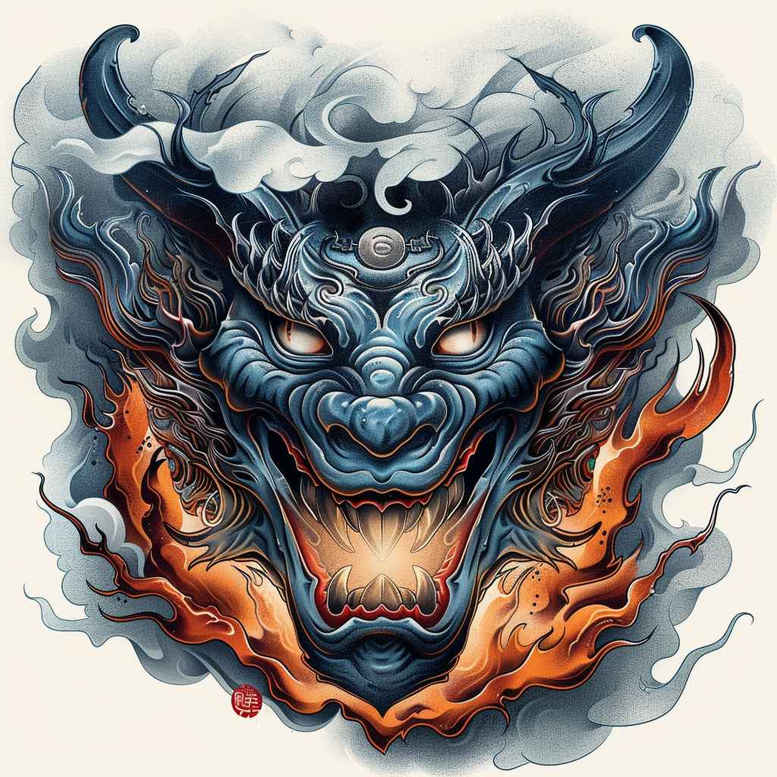 demon-lord – tattoo design ideas free ai generated – surrealism-morphic-transformation – for-behind-ear – Gallery: demons-inkby-ai
