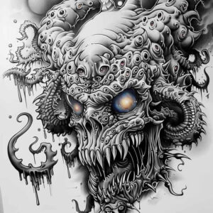 demon-monster – tattoo design ideas free ai generated – neotraditional-strong-outlines – for-neck – Gallery: demons-inkby-ai