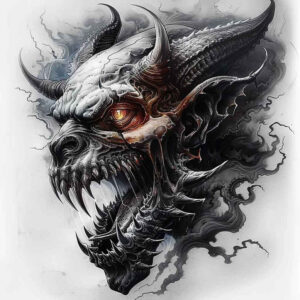 demon-monster – tattoo design ideas free ai generated – realism-depth-of-field – for-collarbone – Gallery: demons-inkby-ai