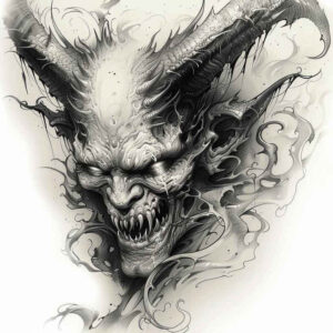 demon-of-power – tattoo design ideas free ai generated – distorted – for-shin – Gallery: demons-inkby-ai
