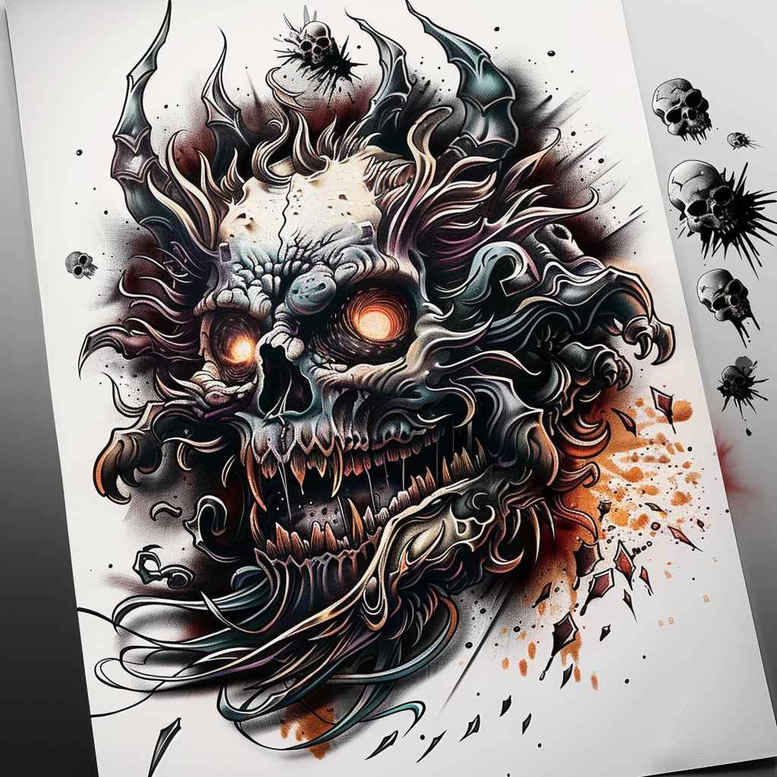 demon-with-claws – tattoo design ideas free ai generated – creeping-shadow – for-lower-back – Gallery: demons-inkby-ai