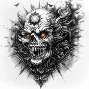 demon-with-fangs – tattoo design ideas free ai generated – sinister – for-foot – Gallery: demons-inkby-ai
