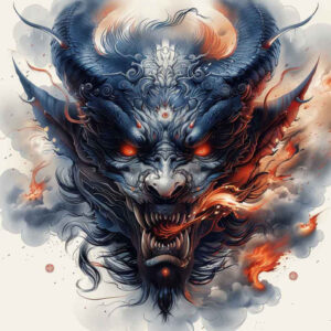 demon-with-flames – tattoo design ideas free ai generated – foggy – for-neck – Gallery: demons-inkby-ai