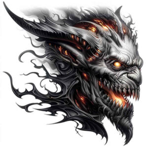 demonic-apparition – tattoo design ideas free ai generated – realism-lifelike-eyes – for-shin – Gallery: demons-inkby-ai