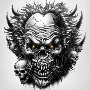 demonic-apparition – tattoo design ideas free ai generated – realism-micro-realism – for-temple – Gallery: demons-inkby-ai