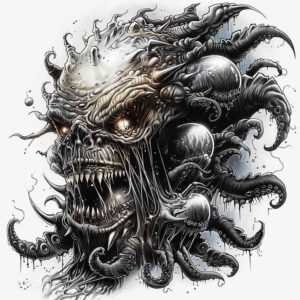 demonic-entity – tattoo design ideas free ai generated – neotraditional-bold-texture – for-upper-back – Gallery: demons-inkby-ai