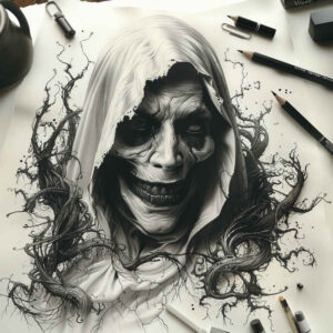 demonic-force – tattoo design ideas free ai generated – realism-blended-gradients – for-shoulder-blade – Gallery: demons-inkby-ai