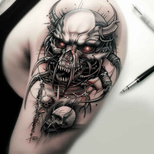 demonic-force – tattoo design ideas free ai generated – realism-organic-structure – for-upper-back – Gallery: demons-inkby-ai