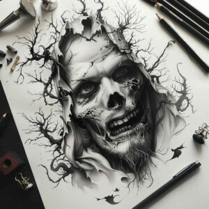demonic-presence – tattoo design ideas free ai generated – realism-high-resolution-tattoo – for-collarbone – Gallery: demons-inkby-ai