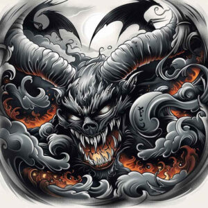 demonic-shadow – tattoo design ideas free ai generated – sinister – for-calf – Gallery: demons-inkby-ai
