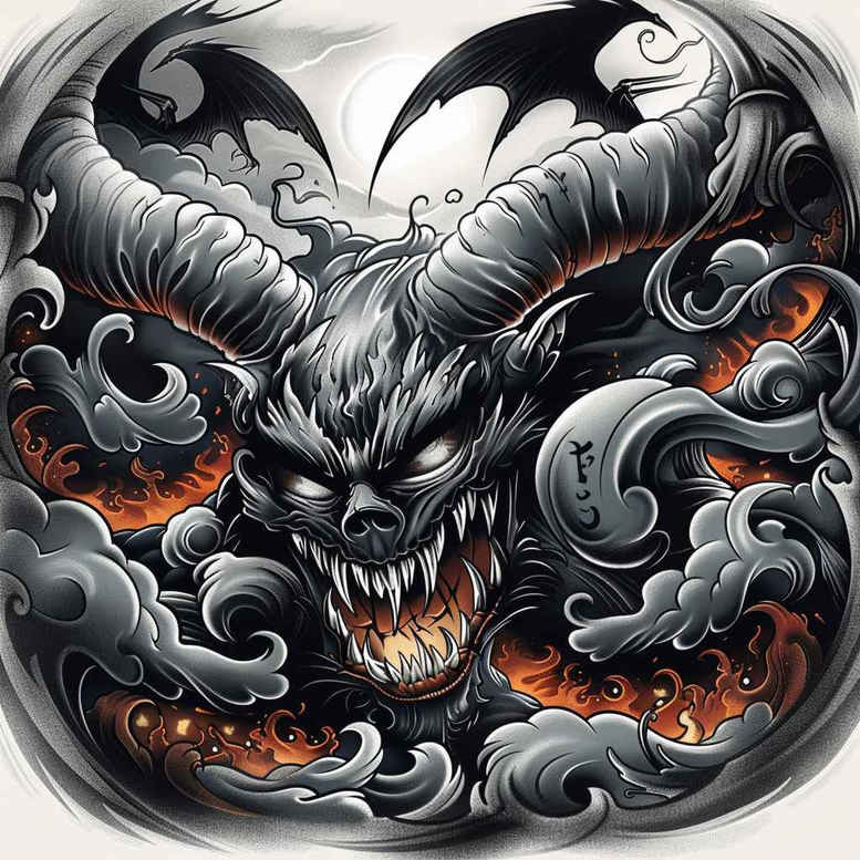 demonic-shadow – tattoo design ideas free ai generated – sinister – for-calf – Gallery: demons-inkby-ai