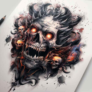 demonic-wrath – tattoo design ideas free ai generated – surrealism-ethereal-textures – for-stomach – Gallery: demons-inkby-ai
