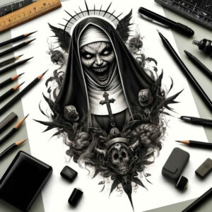 demonology – tattoo design ideas free ai generated – whispering – for-fingers – Gallery: demons-inkby-ai