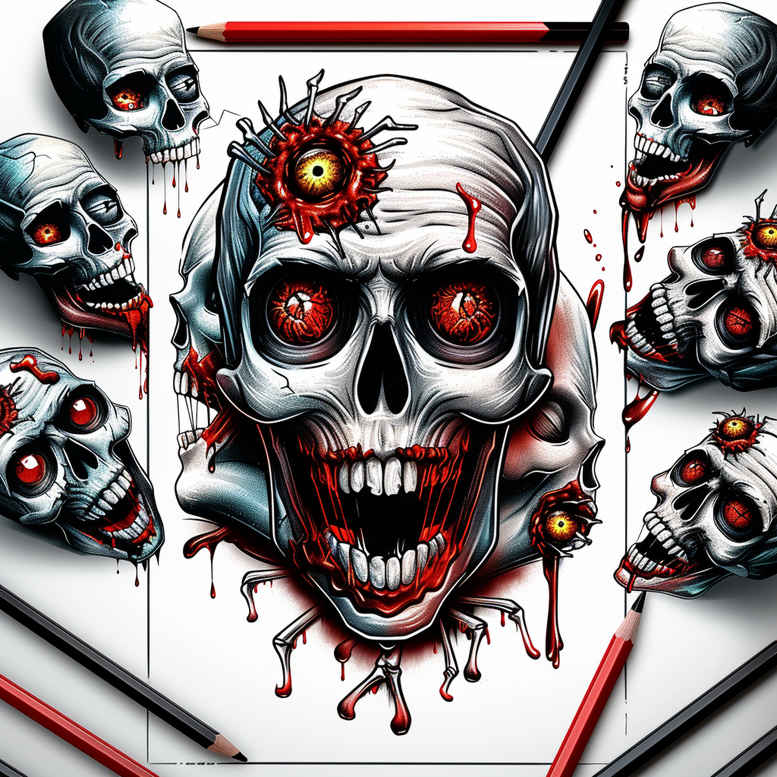 demons – tattoo design ideas free ai generated – neotraditional-bold-color-blocks – for-lower-chest – Gallery: demons-inkby-ai