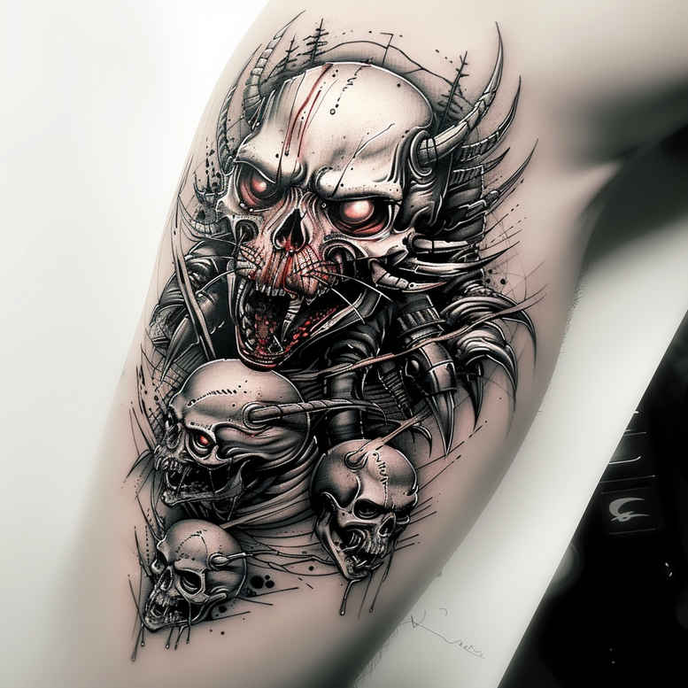 demons – tattoo design ideas free ai generated – neotraditional-refined-lines – for-side – Gallery: demons-inkby-ai