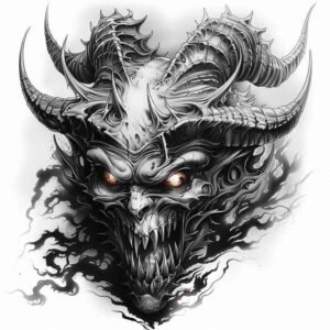 diabolic-demon – tattoo design ideas free ai generated – neotraditional-expressive-color – for-calf – Gallery: demons-inkby-ai
