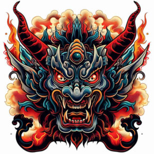 diabolic-demon – tattoo design ideas free ai generated – neotraditional-solid-fill – for-ankle – Gallery: demons-inkby-ai