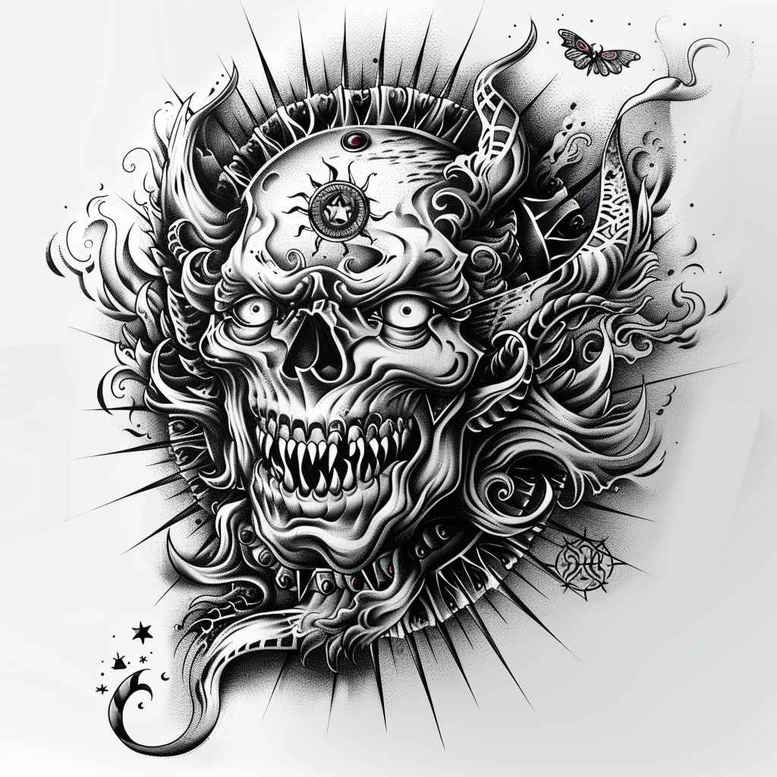 evil-spirit – tattoo design ideas free ai generated – realism-balanced-light – for-palm – Gallery: demons-inkby-ai