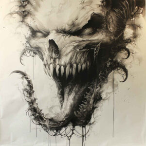fanged-demon – tattoo design ideas free ai generated – realism-focal-blur – for-palm – Gallery: demons-inkby-ai
