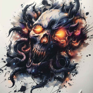 ghost-demon – tattoo design ideas free ai generated – realism-high-contrast – for-shoulder – Gallery: demons-inkby-ai
