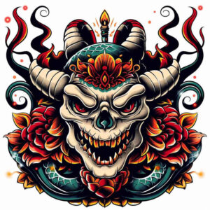 ghost-demon – tattoo design ideas free ai generated – realism-reflective-light – for-sternum – Gallery: demons-inkby-ai