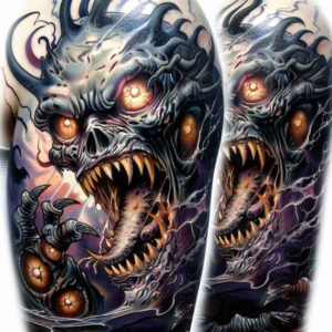 hell-demon – tattoo design ideas free ai generated – surrealism-phantom-shadows – for-upper-back – Gallery: demons-inkby-ai