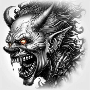 hell-symbol – tattoo design ideas free ai generated – gagged – for-forearm – Gallery: demons-inkby-ai