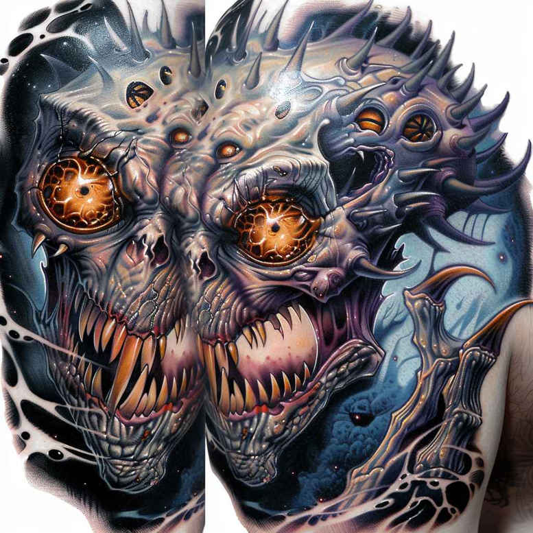hellish-demon – tattoo design ideas free ai generated – twisted – for-behind-ear – Gallery: demons-inkby-ai