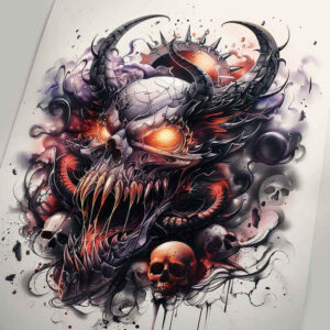 malevolent-demon – tattoo design ideas free ai generated – neotraditional-rich-shading – for-upper-thigh – Gallery: demons-inkby-ai
