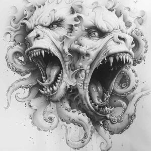 malevolent-demon – tattoo design ideas free ai generated – realism-clean-background – for-upper-chest – Gallery: demons-inkby-ai