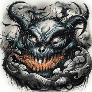 mysterious-demon – tattoo design ideas free ai generated – unnatural – for-fingers – Gallery: demons-inkby-ai